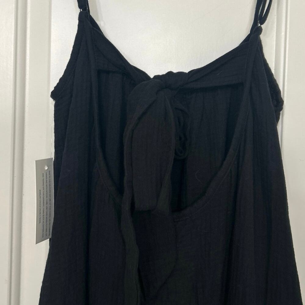 Sol Angeles Black Cotton Gauze Maxi Dress Open Back Beachy Minimalist Resort M/L - Picture 9 of 12